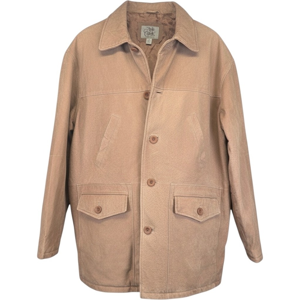 Vintage Ash Creek Leather Field Jacket Men XL Tan Quilted 90's Suede Barn Rustic